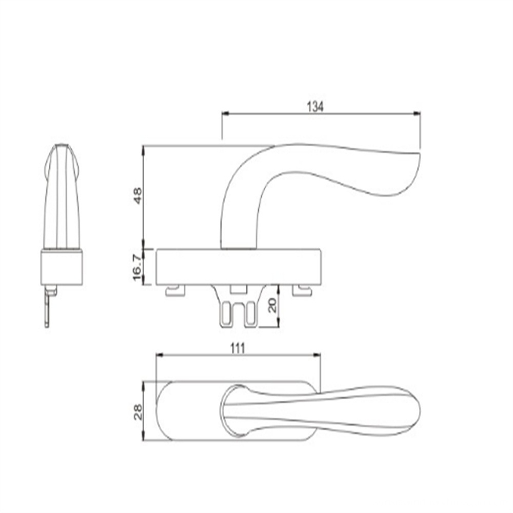 PAG Double Sided Fancy Door Pull Handle Drawing