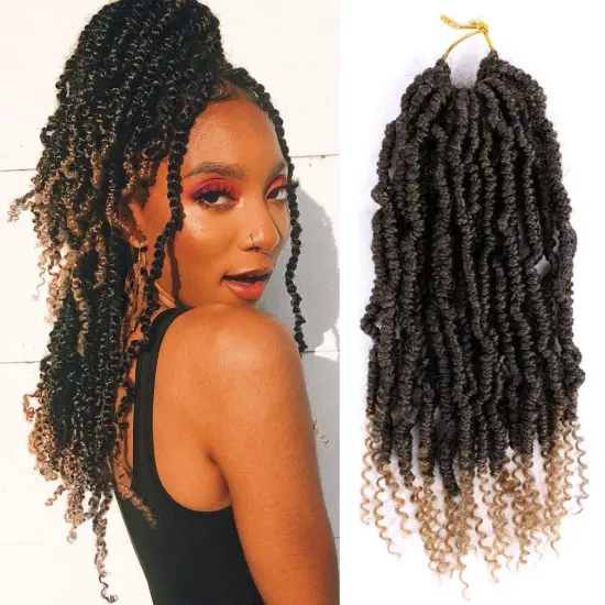 Wholesale Bomb Twist Crochet Hair Extensions Bomb Passion Curly Twist Braid Hair Solid And Ombre Color Synthetic Fiber 12 Inch