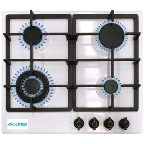 4 Burner Gas Stove White Built-In Hob