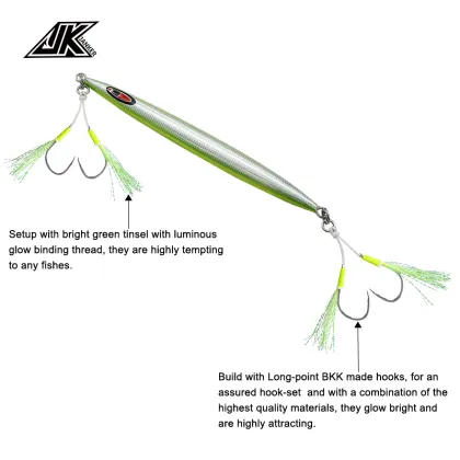 JK SJ-L 2Set/Pack Silver Fishing Hooks High Carbon Steel Luminous Assist