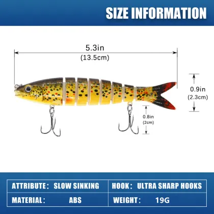 Wholesale Multi-Jointed Swimbait 19g 13.5cm 8 Segments Bass Wobbler Hard Bait Plastic Fishing Lures