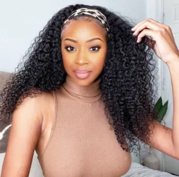 150% 180% Density Headband Wig Yaki Human Hair For Black Women With Headband Malaysian Kinky Curly Headband Human Hair Wigs