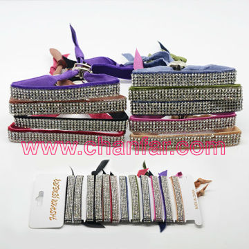 handmade ribbon wrap bracelet with crystal rhinestones
