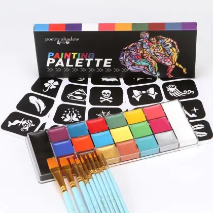 Halloween 12 Colors Face Palette - Professional Body Painting Kit