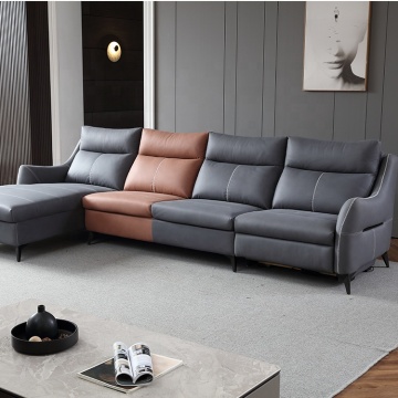 Breathable Air Leather Recliner Sofa Set with Power Reclining Corner Sectional Living Room Furniture and USB Charger