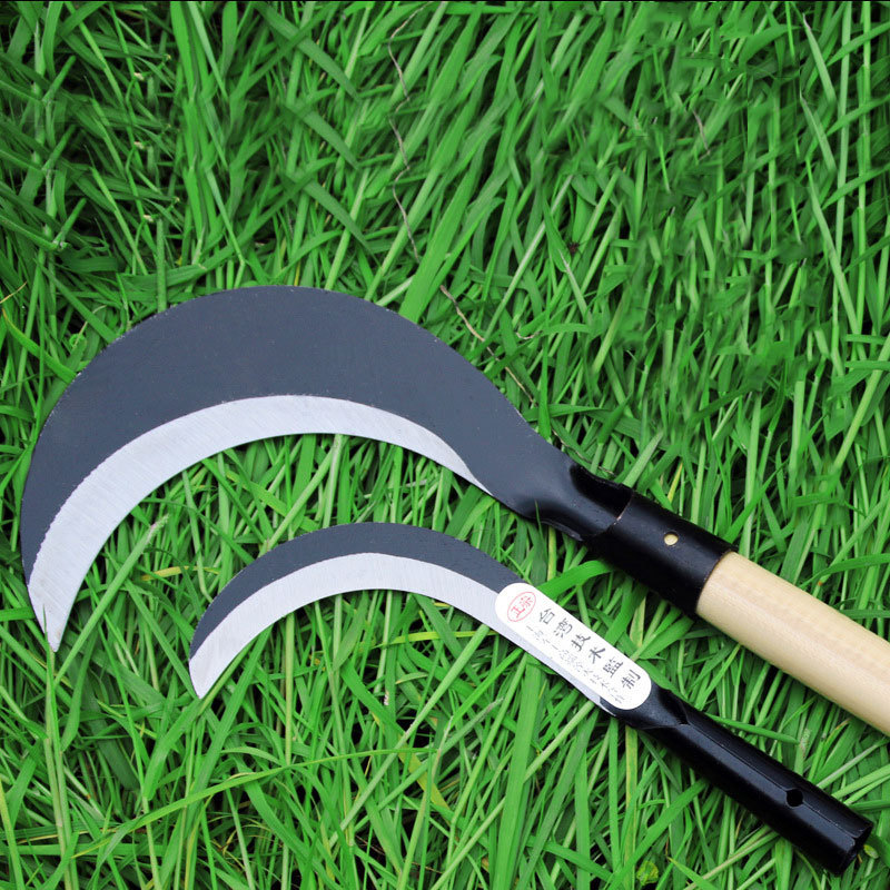 long handle grain weeding sickle  grass sickle agricultural wood handle sickle
