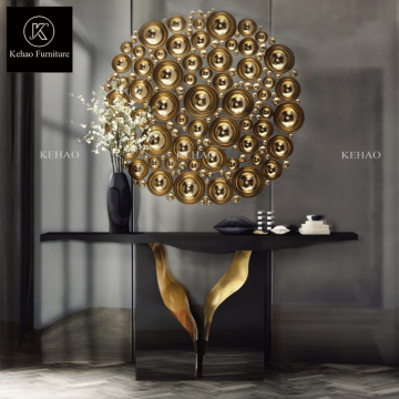 Modern Luxury Design Black Console Table with Matching Baroque Style Mirror