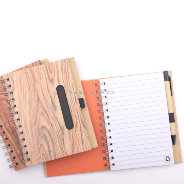 Eco-Friendly Wooden Pattern Notebook with Pen