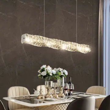 Modern Luxury Chrome Black Kitchen Bar Island Dining Room Crystal Chandelier Pendant Light