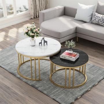 Modern Minimalist Solid Wood Metal Adjustable Coffee Table