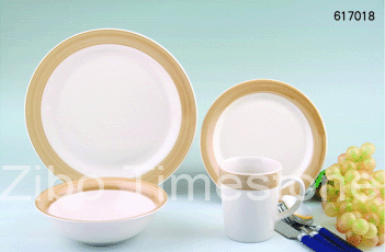16PC Stoneware Color Banded Dinner Set (617011)