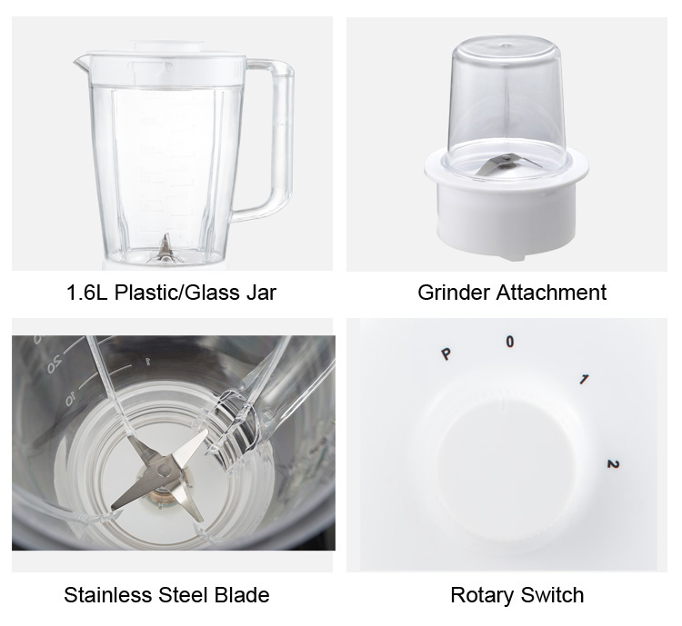 Plastic jar food blender with lid