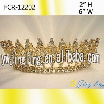 Gold Pageant Crowns Round Queen Tiaras