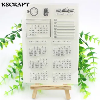 KSCRAFT 1 sheet DIY Calendar Transparent Clear Rubber Stamp Seal Paper Craft Scrapbooking Decoration Projects 023