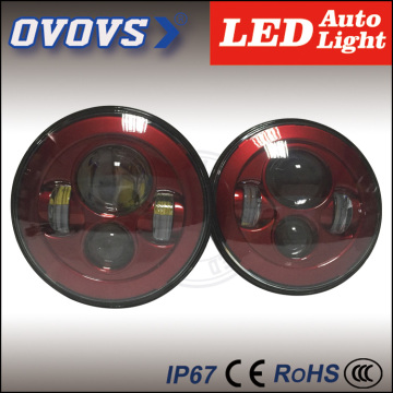 OVOVS round 7 Inch red led car motorcycle headlight for j-eep wrangler front bumper