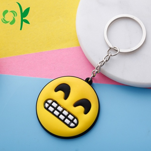 Emoji Smile Designs for Keychains Fashion Cartoon Emoji Smile Silicone Key Chains Supplier