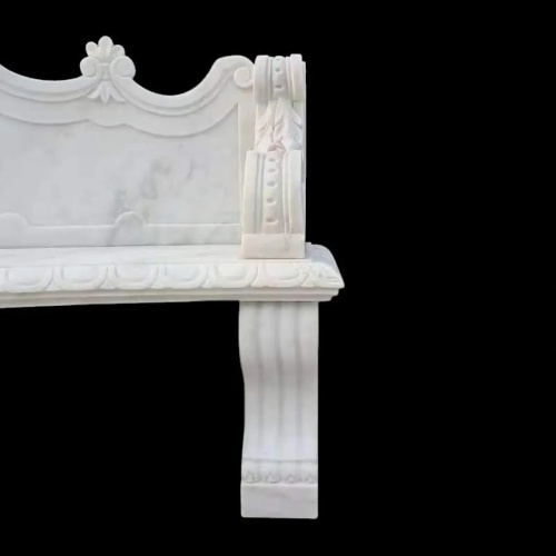 Elegant Carved Marble Garden Bench with Victorian Design
