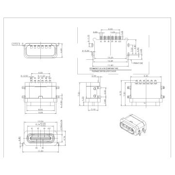 Waterproof USB Female Waterproof SMT Offset Type