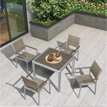 Modern Square Table and Chairs Wicker Rattan Garden Dining Set - Wholesale Outdoor Patio Furniture