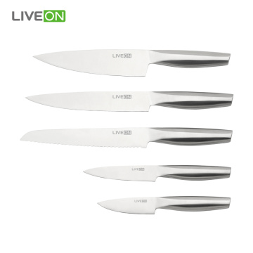 5pcs Hollow Handle Knife Set with Wood Block