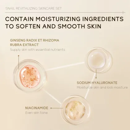 3-Piece Snail Revitalization Skin Care Set with Vitamin C - Whitening, Lightening, Anti-Wrinkle