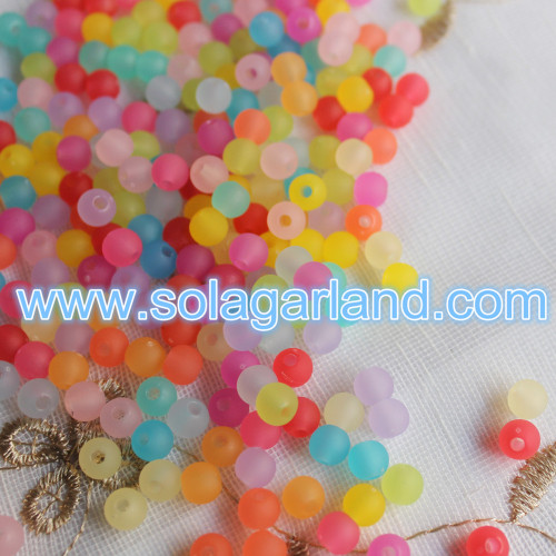 6-30MM Acrylic Plastic Jelly Color Rubber Style Beads Loose Round Beads Charms