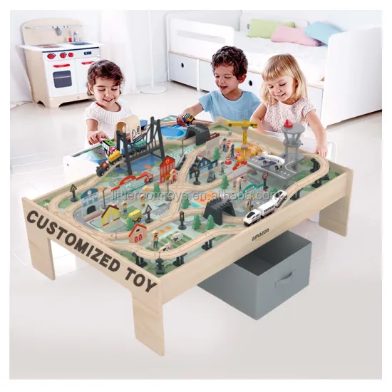 Wooden Train Set Toy: Littleroom Educational Play DIY Railway Track for Kids