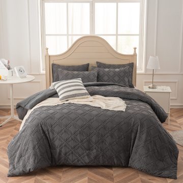 King and Queen Size Fluffy All-Seasons Microfiber Comforter Set