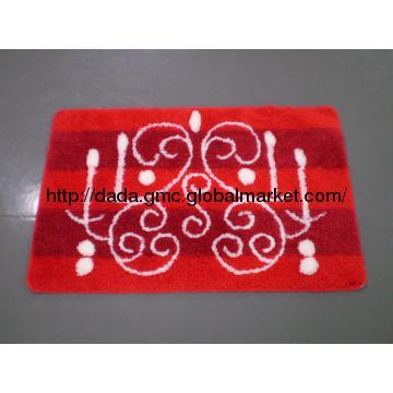 Bright Red Color Jacquard Bath Mats
