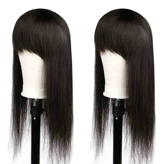 African Popular Remy Silky Straight 100% Human Hair Wig Natural Color No Lace Human Hair Wigs