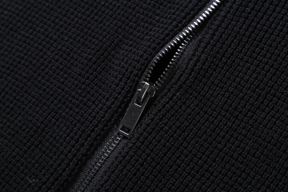 Men's Knitted Full Zip Rib Body Thread Hoodie