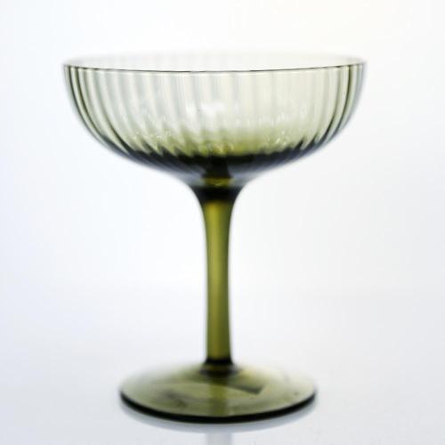 Ribbed Champagne Coupe Glass hand blown ribbed champagne coupe glass set Factory