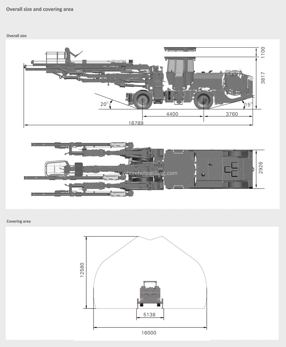 179KW Diesel Engine 3-boom Rock Tunneling Rig