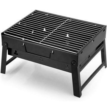 Portable Folding BBQ Grill: Stainless Steel Charcoal Barbecue Tabletop for Outdoor Cooking, Camping, Picnics, and Beach Use