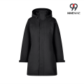 Parka impermeável elegante de comprimento médio com zíper oculto