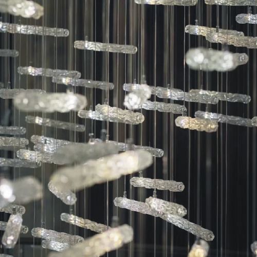 Shopping mall cylindrical crystal chandelier light