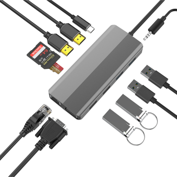 Aluminium kecepatan tinggi 10-in-1 tpye-c docking