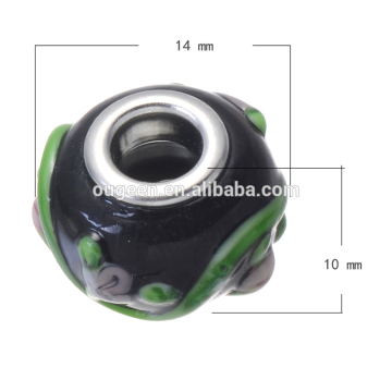 Wholesale Merry Christmas Gift Murano Glass Bead with Silver Tube For European Bracelets