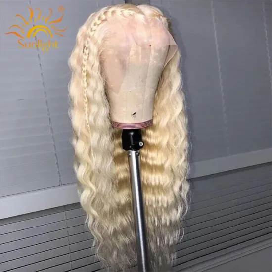 Sunlight cheap human hair indian hair water waave 13x4 lace front wigs 12a grade virgin human hair 613 lace frontal wigs