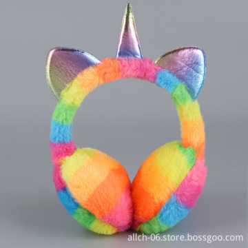 Winter Unicorn Sequin Earmuffs: Cute and Warm Plush Ear Muffs - ALLCH