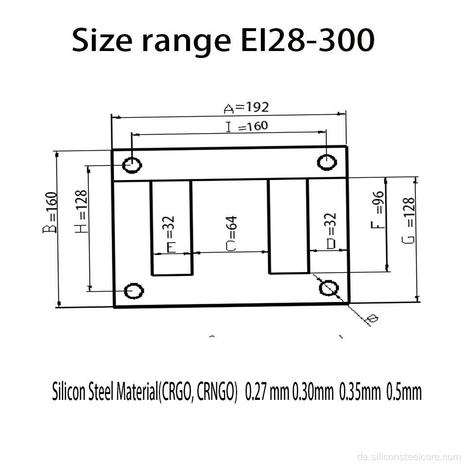 EI -Laminierung 192 mm Grad 800 0,5 mm aus elektrischer Stahlspule, die nicht orientiert sind