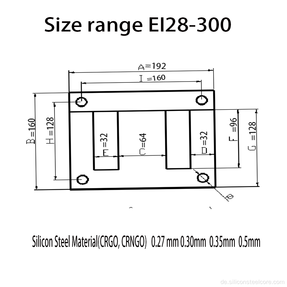 Hochgeschwindigkeits -Stahlblech/EI 192 Laminierungskern mit 0,5 mm Crgo Siliziumstahl