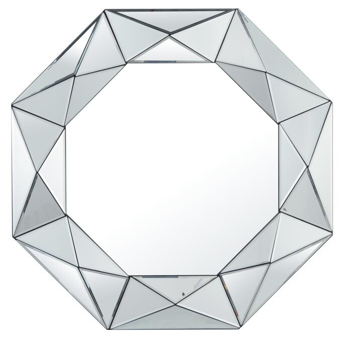 Hexagonal mirror with decorative edges for entrance