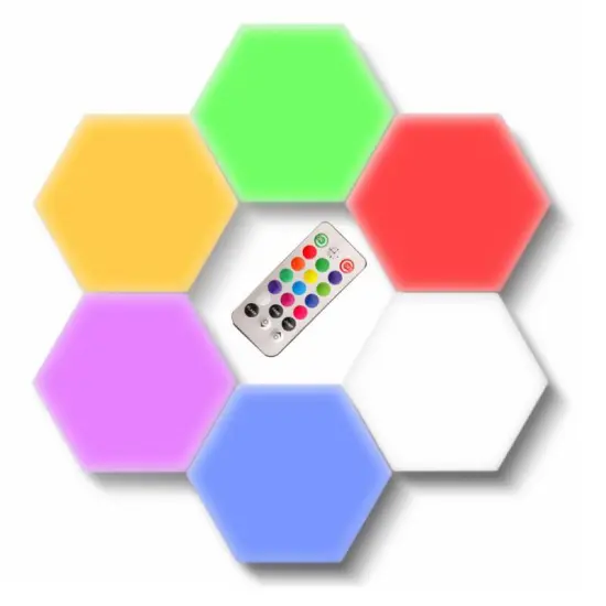 Senseled 6pcs/set White RGB Hexagon Aurora Canvas Panel Light LED Lamp