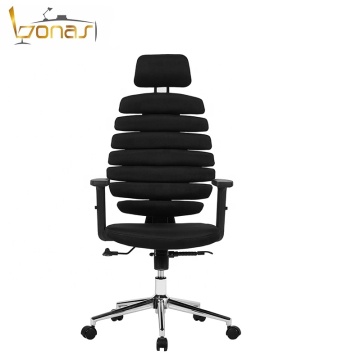 Ergonomic High-Back Office Chair with Fish Bone Design and Adjustable Armrest