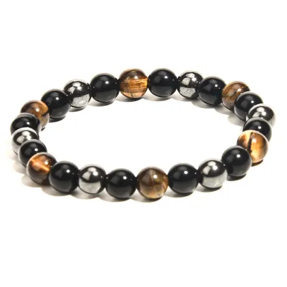 Natural Tiger Eye Obsidian Hematite Magnetic Multi-layer Bracelet for Men