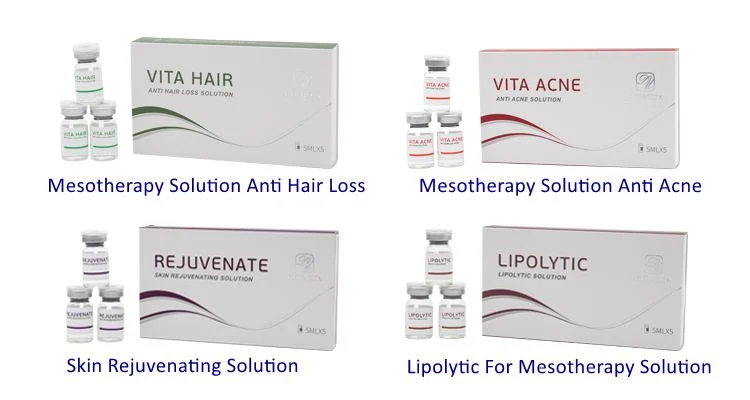 Solution de rajeunissement Mesothérapie Cocktail Cocktail injectable Flacons d'acide hyaluronique anti-rides Gluthatione Injection