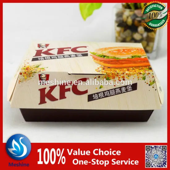 Disposable take away burger packaging box/customized logo hamburger box