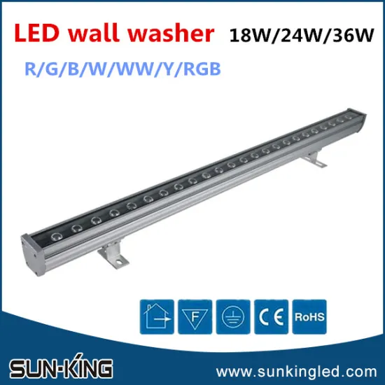 Energy efficient super bright green/rgb/red IP65 led aluminum wall wash lamp 24W led linear wallwasher