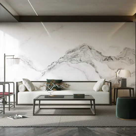 High-End Glossy Sintered Stone Table Top & TV Wall Background Ceramic Tiles: 1200x2400mm Dimensions - Indoor & Outdoor Use